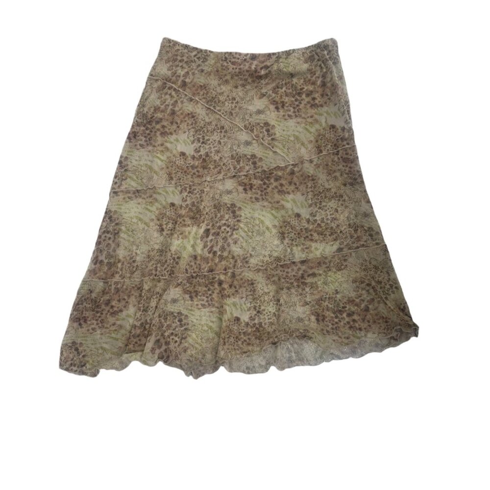 🌿 NWOT See You Monday Boho Tiered Midi Skirt XL Taupe Olive 🌿 - Picture 3 of 5